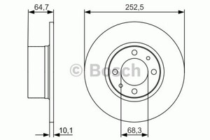 Фото Диск гальмівний (передній) Lada 2101-2107/2121/2131 70- (252.5х10.1) Bosch 0 986 479 988