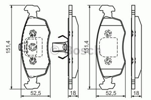 Фото Комплект гальмівних колодок, дискове гальмо Bosch 0 986 495 016