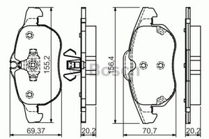 Фото Комплект гальмівних колодок, дискове гальмо Bosch 0 986 495 053