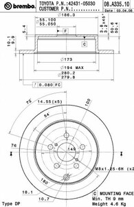 Фото Гальмівний диск Brembo 08.A335.10