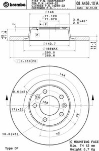 Фото Гальмівний диск Brembo 08.A456.10