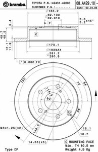 Фото Гальмівний диск Brembo 08.A429.10