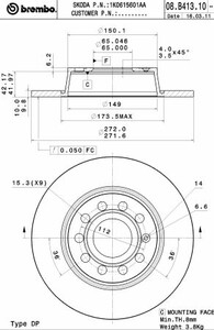 Фото Автозапчастина Brembo 08.B413.10