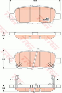 Фото Комплект гальмівних колодок, дискове гальмо TRW GDB3508