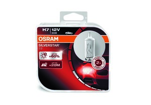 Фото H7 12V 55W PX26D / SILVERSTAR 2.0 - НА 60% БОЛЬШЕ ОСВЕЩЕННОСТЬ ДОРОГИ / СРОК СЛУЖБЫ УВЕЛИЧЕН В 2 РАЗА / 2ШТ. DUOBOX Osram 64210SV2DUOBOX