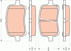 Фото Комлект гальмівних колодок, дисковий механізм TRW GDB1755