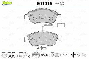 Фото Комплект гальмівних накладок, дискове гальмо Valeo 601015