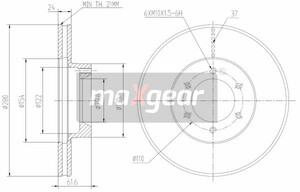 Фото Гальмівний диск MAXGEAR 19-1005