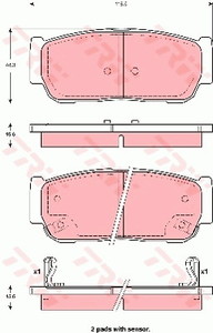 Фото Комплект гальмівних колодок, дискове гальмо TRW GDB3413