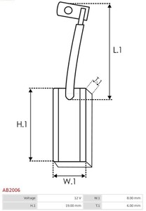 Фото Щiтки генератора HI-12V, CG140344 (6.0*8.0*19.0) AS (Auto Starter) AB2006