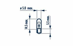 Фото Автолампа W2.3W 12V 2.3W W2х4.6d (без цоколя) NARVA 170733000