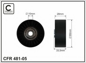 Фото Ролик проміжний поліклинового ремня BMW 1 E81/E82/E87/E88/3 E90/E91/E92/E93/5 E60/E61/F10/F11/Z4 E89 1.6-3.0D 06.04-02.17   80x10x28 Caffaro 481-05