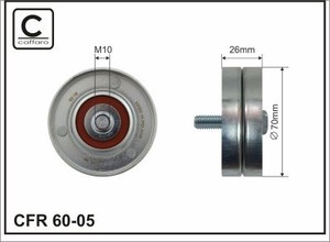 Фото Ролик проміжний поліклинового ремня Chrysler Voyager IV/V, Dodge Caravan, Jeep Cherokee 2.5D/2.8D 02.00-   70x10x26 Caffaro 60-05