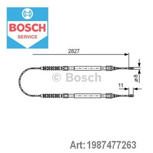 Фото Трос ручника (задній) Fiat Ducato/Citroen Jumper/Peugeot Boxer 02- (2827mm) Bosch 1 987 477 263