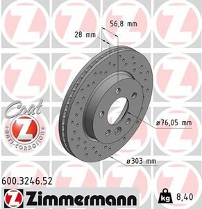 Фото Гальмівний диск Zimmermann 600324652