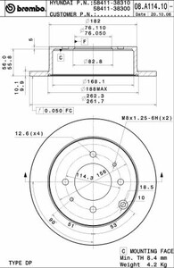 Фото Гальмівний диск Brembo 08.A114.30