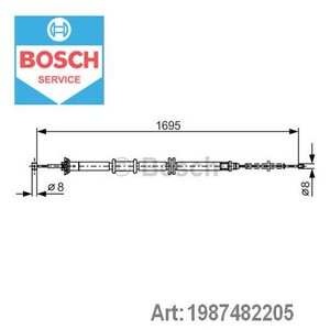 Фото Трос, паркувальна гальмівна система Bosch 1 987 482 205