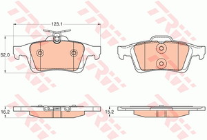 Фото Колодки гальмівні дискові, комплект TRW GDB2033