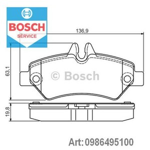 Фото Колодки гальм. задні VW CRAFTER 2.5 TDI 06--; DB SPRINTER 209--319 06 Bosch 0 986 495 100