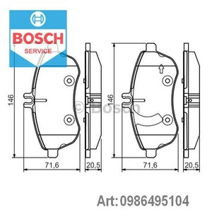 Фото Комплект гальмівних колодок, дискове гальмо Bosch 0 986 495 104