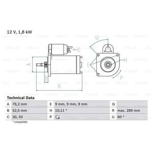 Фото Стартер Bosch 0 986 016 190