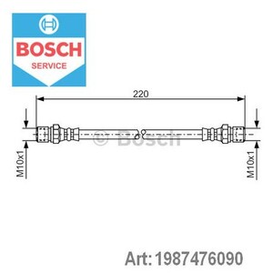 Фото Шланг гальмівний (задній) Daewoo Lanos 1.3/1.5/1.6 97- (d=180mm) Bosch 1 987 476 090