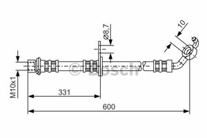 Фото Шланг гальмівний (передній) Toyota RAV4 1.8/2.0 16V 00-05 (R) (L=585mm) Bosch 1 987 476 106