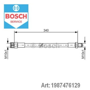 Фото Шланг гальмівний (передній) Volvo 740/760/780/850/940/960/C70/S70/V70/XC70 (L=340mm) Bosch 1 987 476 129