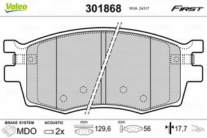 Фото Комплект гальмівних колодок, дискове гальмо Valeo 301868