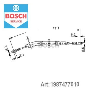 Фото Трос, паркувальна гальмівна система Bosch 1 987 477 010