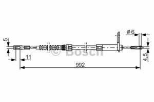 Фото Трос ручника (задний) (L) MB S-class (W220) 98-05 (992/814mm) Bosch 1 987 477 899