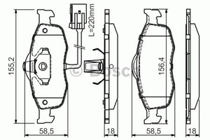 Фото Комплект гальмівних колодок, дискове гальмо Bosch 0 986 495 028