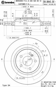 Фото Гальмівний диск Brembo 09.B842.31