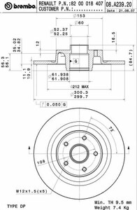 Фото Гальмівний диск Brembo 08.A239.27