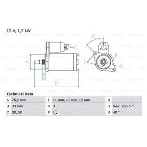 Фото Стартер Bosch 0 986 013 050