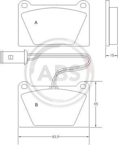 Фото Комплект гальмівних колодок, дискове гальмо ABS 36449