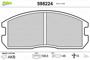 Фото Комлект гальмівних колодок, дисковий механізм Valeo 598224