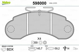 Фото Гальмівні колодки Valeo 598000