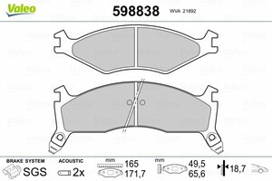 Фото Гальмівні колодки Valeo 598838