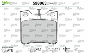 Фото Колодки гальмівні дискові задні, комплект Valeo 598063