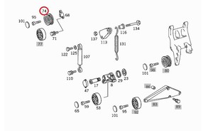 Фото Ролик натяжителя ремня, обводной ролик на ГБЦ Mercedes A 601 200 07 70