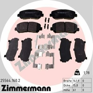 Фото Колодки гальмівні (передні) Mazda CX-5 11- (Akebono) (з аксесуарами) Zimmermann 25564.160.2