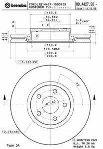 Фото Гальмівний диск Brembo 09.A427.21