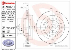 Фото Диск гальмівний Brembo 09.A961.11