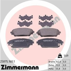 Фото Колодки гальмівні (передні) Mazda 3 13-/CX-3 15- (Akebono) Zimmermann 258751601