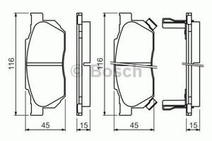 Фото Колодки гальмівні (передні) Honda Civic IV/Jazz III/Prelude II 1.3-1.8 83-08 Bosch 0 986 490 440