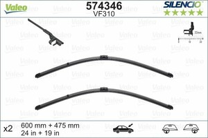 Фото Щітки склоочисника (600/475mm) VW Caddy/Golf 04-15/Audi A3/Skoda 04-13 Aerotwin (безкаркасна) Valeo 574346