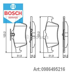 Фото Комплект гальмівних колодок, дискове гальмо Bosch 0 986 495 216