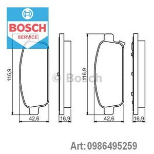 Фото Колодки гальмівні (задні) Opel Astra J 09 - R16 (Ate) Bosch 0 986 495 259