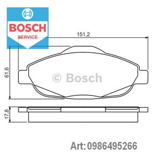 Фото Колодки гальмівні (передні) Peugeot 308/CC/SW/3008 07- (Bosch) Bosch 0 986 495 266